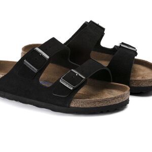 Birkenstock Arizona Soft Footbed Suede Leather, Black, EU 41 NWT